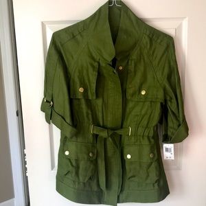 LAL-Olive green Cargo  linen jacket